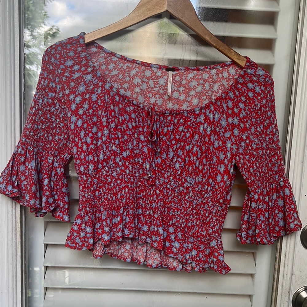 Floral Red Women's Top